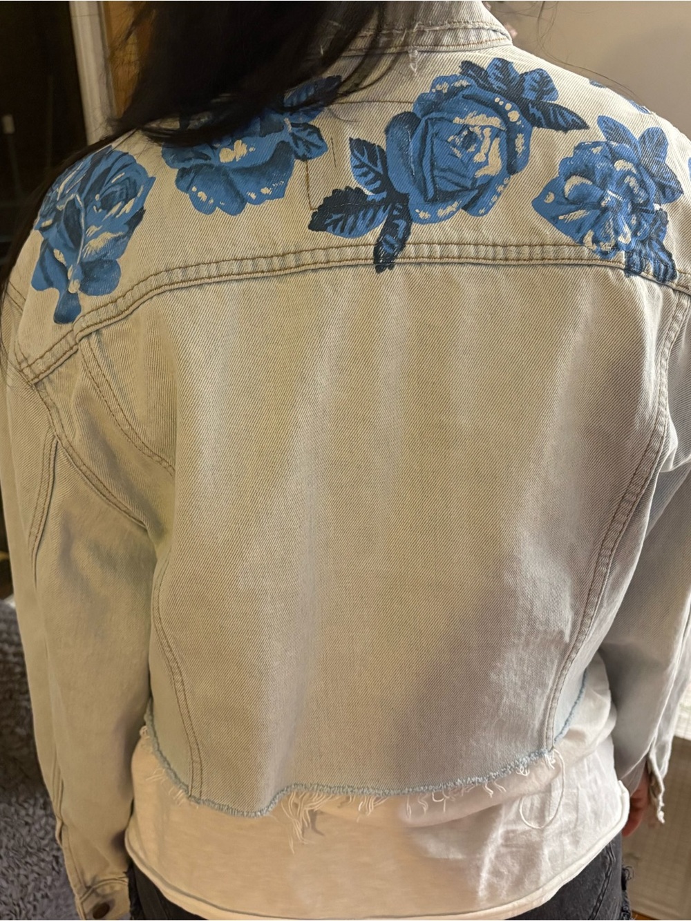 Loveshackfancy x Rialto Jean Jacket Denim Jacket with Blue Floral Embroidery - Picture 10 of 10